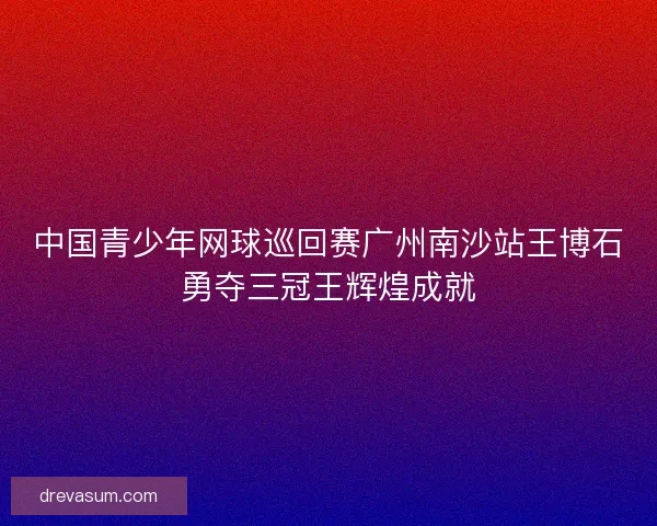 中国青少年网球巡回赛广州南沙站王博石勇夺三冠王辉煌成就