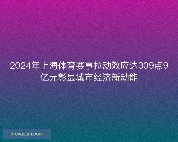 2024年上海体育赛事拉动效应达309点9亿元彰显城市经济新动能