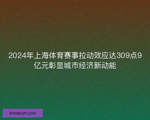 2024年上海体育赛事拉动效应达309点9亿元彰显城市经济新动能