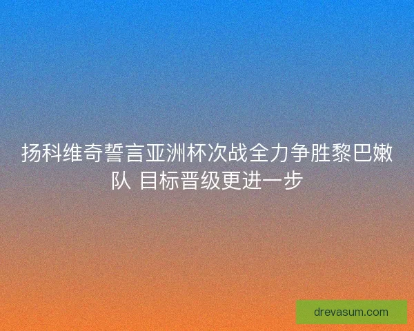 扬科维奇誓言亚洲杯次战全力争胜黎巴嫩队 目标晋级更进一步